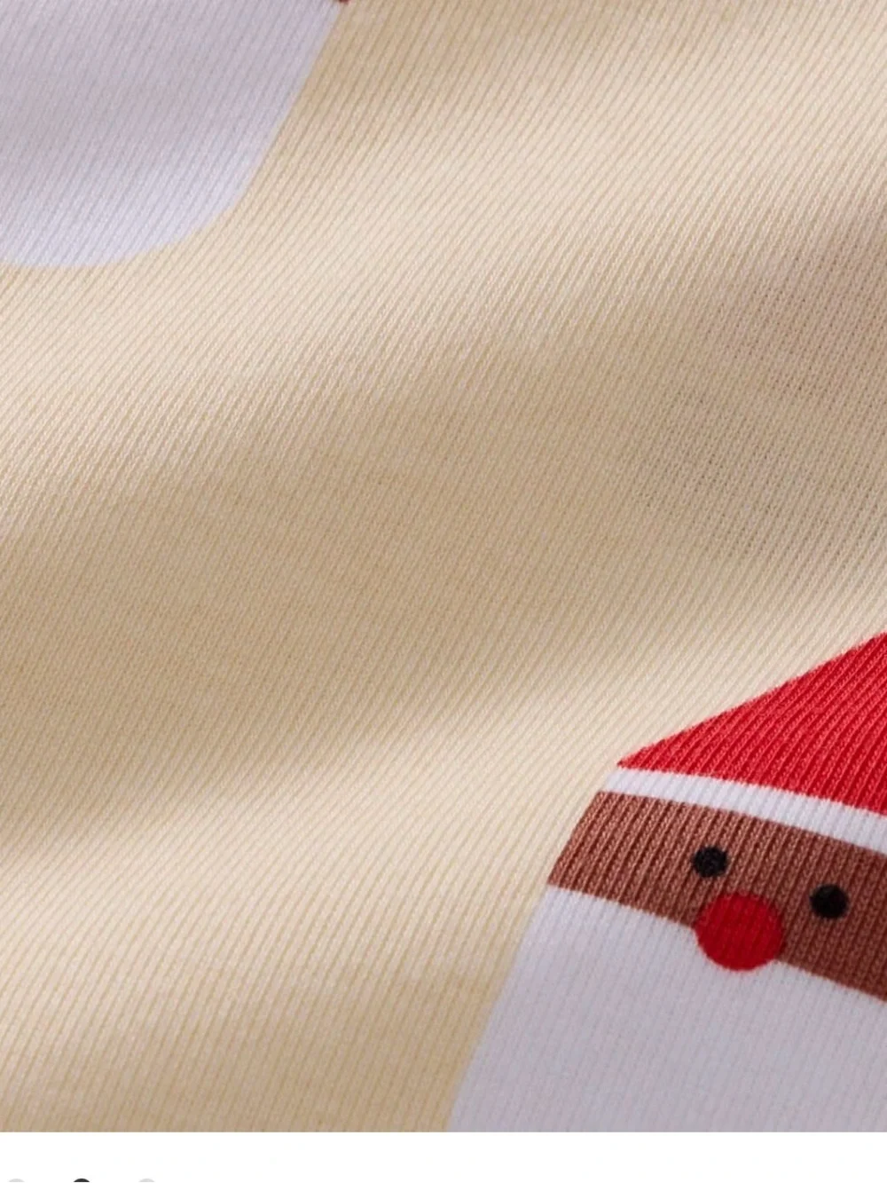 Hanna Andersson Cream Baby Romper  sleeper with Red Santa Print